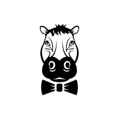 Vector hippo head, face  for retro hipster logos, emblems, badges, labels template and t-shirt vintage design element. Isolated on white background