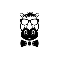 Vector hippo head, face  for retro hipster logos, emblems, badges, labels template and t-shirt vintage design element. Isolated on white background