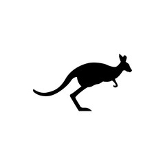 Vector kangaroo silhouette view side for retro logos, emblems, badges, labels template vintage design element. Isolated on white background