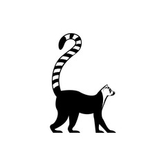 Vector lemur silhouette view side for retro logos, emblems, badges, labels template vintage design element. Isolated on white background - obrazy, fototapety, plakaty