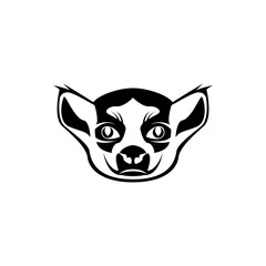 Vector lemur head, face  for retro logos, emblems, badges, labels template and t-shirt vintage design element. Isolated on white background