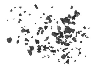 Obraz na płótnie Canvas Pile black coal isolated on white background, top view 