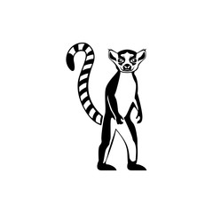 Vector lemur silhouette view side for retro logos, emblems, badges, labels template vintage design element. Isolated on white background © Tetiana