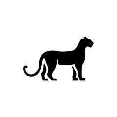 Vector leopard silhouette view side for retro logos, emblems, badges, labels template vintage design element. Isolated on white background