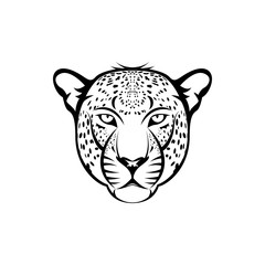 Vector leopard head, face  for retro logos, emblems, badges, labels template and t-shirt vintage design element. Isolated on white background