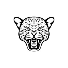 Vector leopard head, face  for retro logos, emblems, badges, labels template and t-shirt vintage design element. Isolated on white background