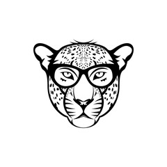 lVector leopard head, face  for retro logos, emblems, badges, labels template and t-shirt vintage design element. Isolated on white background