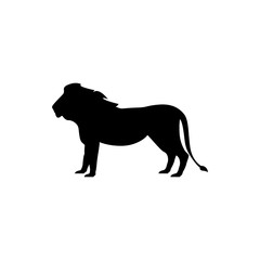 Vector lion silhouette view side for retro logos, emblems, badges, labels template vintage design element. Isolated on white background