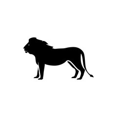 Vector lion silhouette view side for retro logos, emblems, badges, labels template vintage design element. Isolated on white background