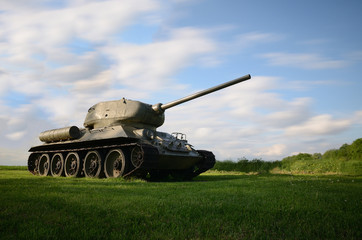 Historical tank with cloudy background
