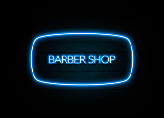 Barber Shop  - colorful Neon Sign on brickwall