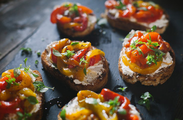 Bruschetta with roasted pepper