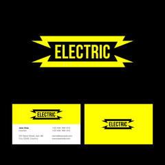 Electric yellow flat logo with lightning on the dark background