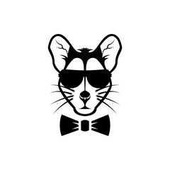 Vector mouse head, face  for retro logos, emblems, badges, labels template and t-shirt vintage design element. Isolated on white background