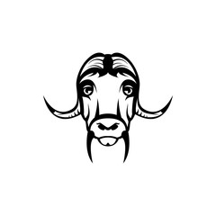 Vector musk ox head, face  for retro logos, emblems, badges, labels template and t-shirt vintage design element. Isolated on white background