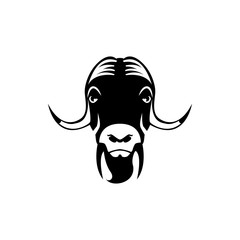 Vector musk ox head, face  for retro logos, emblems, badges, labels template and t-shirt vintage design element. Isolated on white background