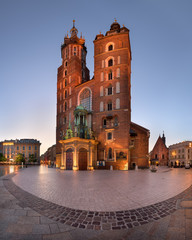 Panorama of Saint Mary Basilica in the Morning, Krakow, Poland