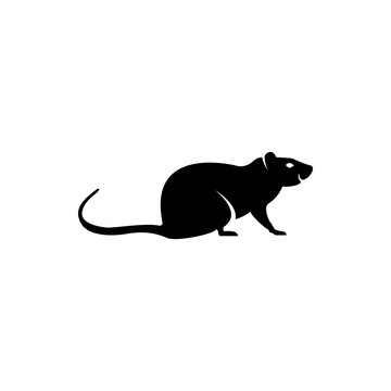 Vector rat silhouette view side for retro logos, emblems, badges, labels template vintage design element. Isolated on white background