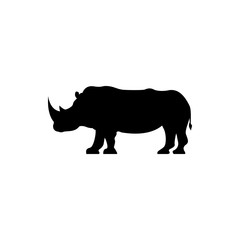 Vector rhino silhouette view side for retro logos, emblems, badges, labels template vintage design element. Isolated on white background