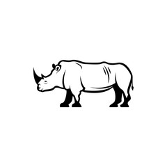 Obraz na płótnie Canvas Vector rhino silhouette view side for retro logos, emblems, badges, labels template vintage design element. Isolated on white background