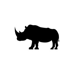 Obraz na płótnie Canvas Vector rhino silhouette view side for retro logos, emblems, badges, labels template vintage design element. Isolated on white background