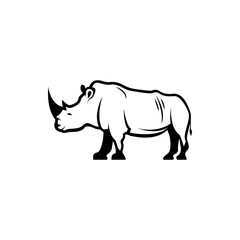 Vector rhino silhouette view side for retro logos, emblems, badges, labels template vintage design element. Isolated on white background