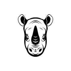 Vector rhino head, face  for retro logos, emblems, badges, labels template and t-shirt vintage design element. Isolated on white background
