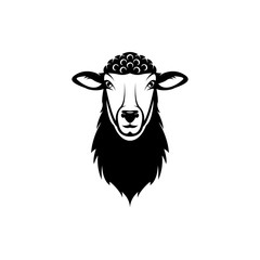 Vector sheep head, face  for retro logos, emblems, badges, labels template and t-shirt vintage design element. Isolated on white background