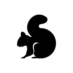 Vector squirrel silhouette view side for retro logos, emblems, badges, labels template vintage design element. Isolated on white background