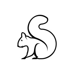 Vector squirrel silhouette view side for retro logos, emblems, badges, labels template vintage design element. Isolated on white background