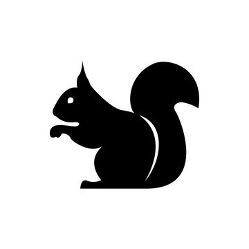 recommend clip art: Vector squirrel silhouette view side for retro logos, emblems, badges, labels template vintage design element. Isolated on white background