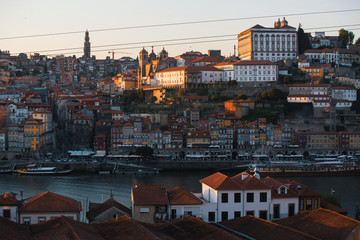 Fototapeta na wymiar Douro river and Ribeira from Vila Nova de Gaia, Porto, Portugal.