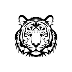 Vector tiger head, face  for retro logos, emblems, badges, labels template and t-shirt vintage design element. Isolated on white background