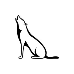 Vector wolf silhouette view side for retro logos, emblems, badges, labels template vintage design element. Isolated on white background