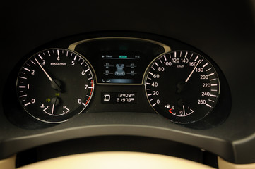 straight view on the dash broad of a car