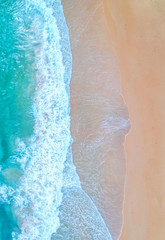 Sea aerial view,Top view,amazing nature background.The color of the water and beautifully bright.Azure beach with rocky mountains and clear water of Thailand ocean at sunny day.