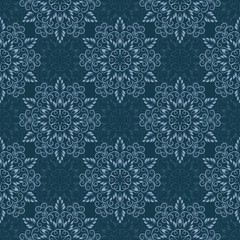 Seamless Mandala Pattern over blue