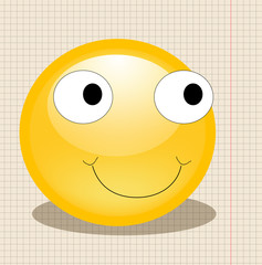 on the background of a sheet of paper smiley yellow, merry