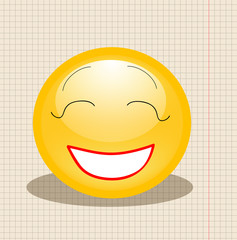 on the background of a sheet of paper smiley yellow, merry, vector