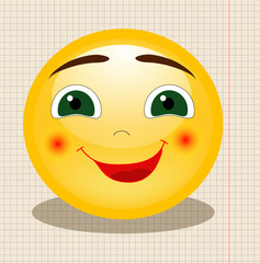 on the background of a sheet of paper smiley yellow