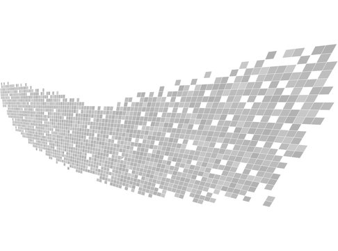 Data stream. Gray and white pixel wave.  Abstract digital vector Illustration. Modern technology design. Hi tech background.
