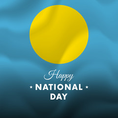 Banner or poster of Palau National Day celebration. Waving flag. Vector illustration.
