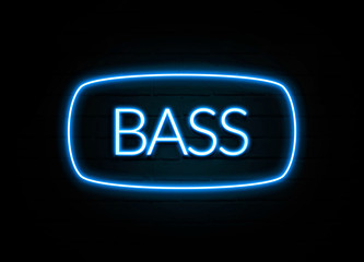 Bass  - colorful Neon Sign on brickwall