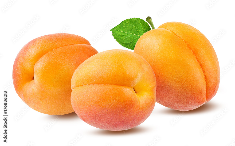 Wall mural fresh apricot isolated on white background with clipping path