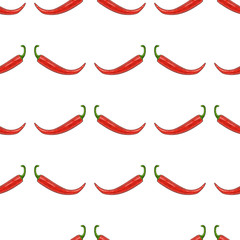Chili pepper as seamless pattern. Red sketch