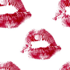 red lips seamless pattern vector on white background