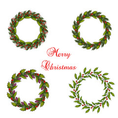 Set of christmas wreath 