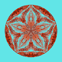 Colorful watercolor mandala. Oriental vintage round pattern. Hand drawn abstract background. Mystic ottoman motif. Invitation, t-shirt print, wedding card. Tattoo element