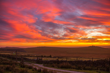 Sunset over kingstor Dartmoor