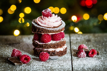 Weihnachts Cakepops mit Himbeeren und Kokos